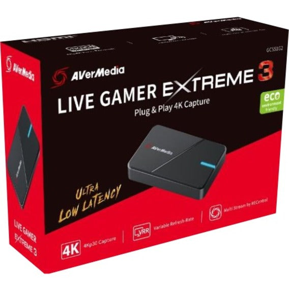 AVerMedia Live Gamer EXTREME 3 Plug and Play 4K Capture Card. TAA and NDAA Compliant -