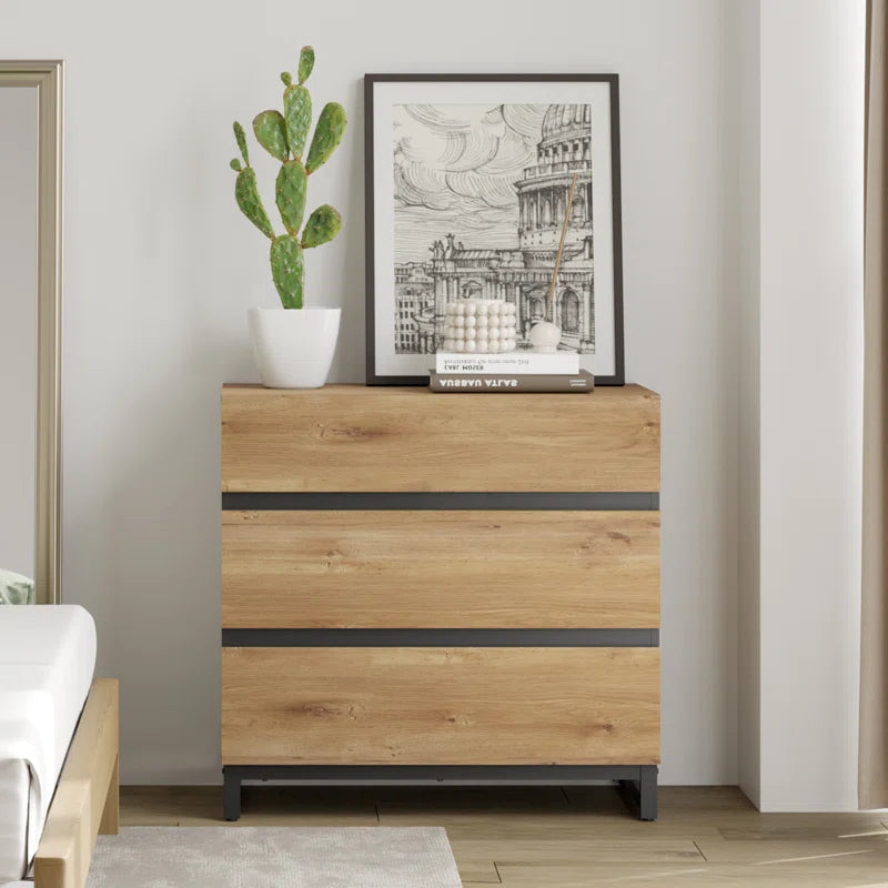 Aadam Accent Chest Modern Wood Dresser With Metal Base