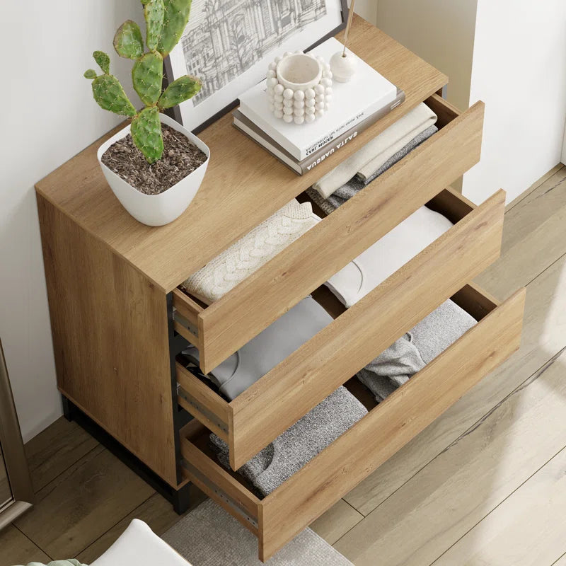 Aadam Accent Chest Modern Wood Dresser With Metal Base