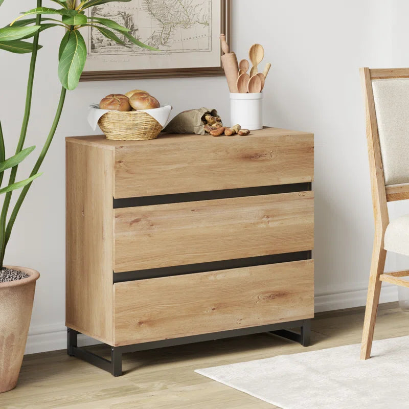 Aadam Accent Chest Modern Wood Dresser With Metal Base