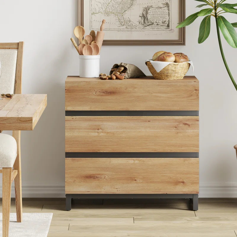 Aadam Accent Chest Modern Wood Dresser With Metal Base