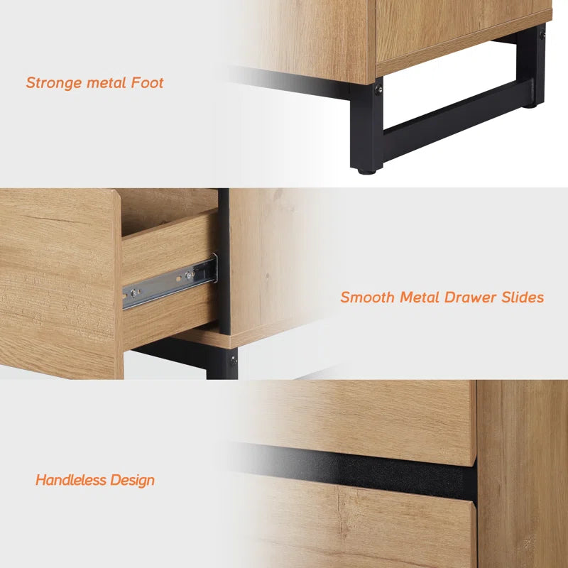Aadam Accent Chest Modern Wood Dresser With Metal Base