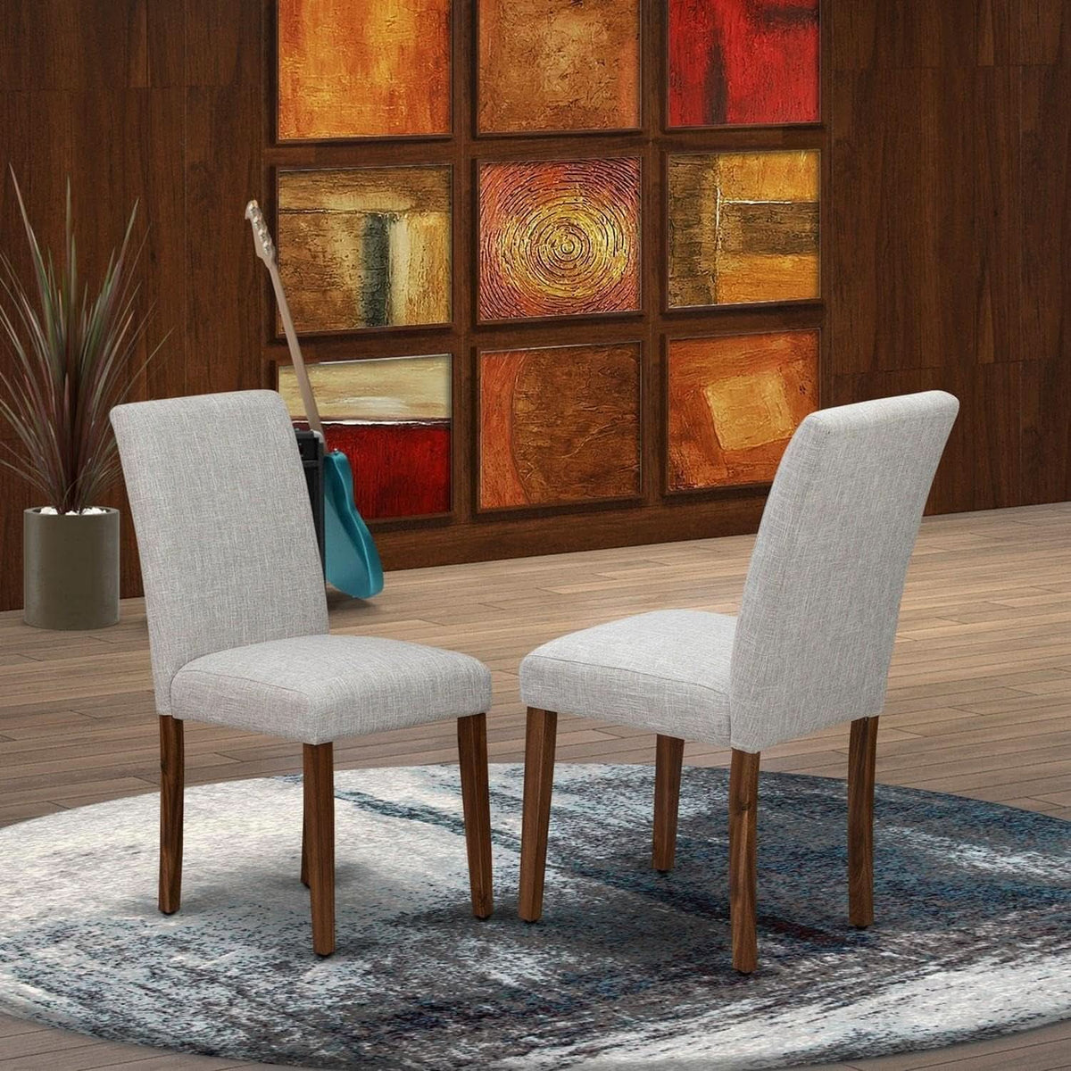 Abbott Classic Parson Dining Chairs Doeskin Linen Fabric Set Of 2