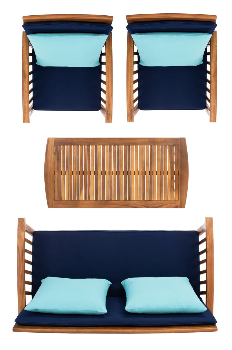 Acacia 4 Person Patio Conversation Set With Cushions