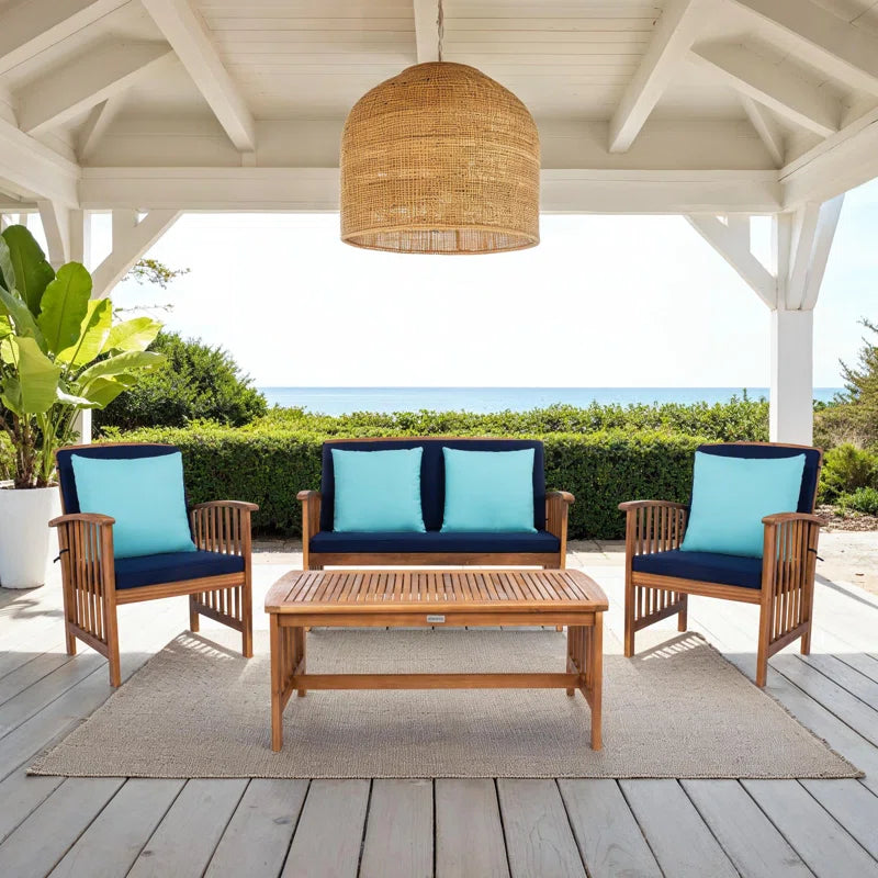 Acacia 4 Person Patio Conversation Set With Cushions