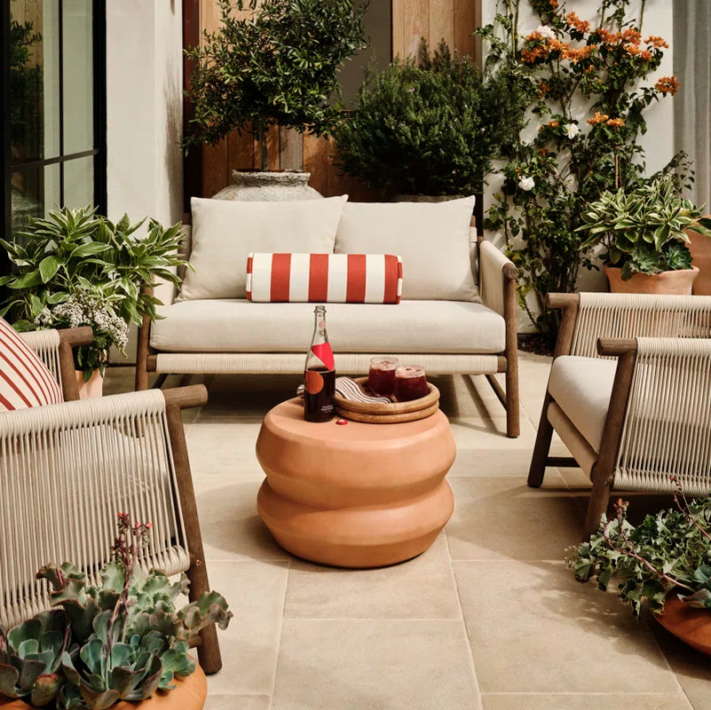 Acacia Outdoor 4-Piece Sofa Set With Cushions Tabletop