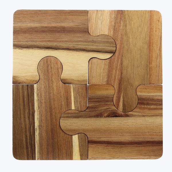 Acacia Wood Jigsaw Puzzle Charcuterie  / Coaster Set
