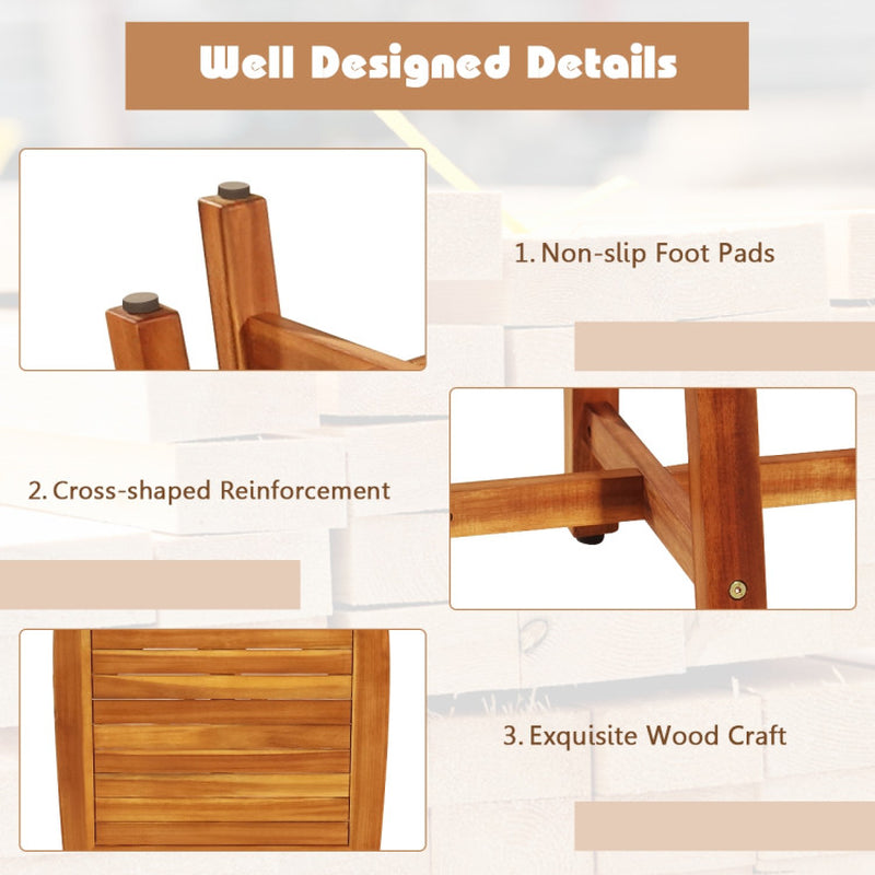Acacia Wood Patio Dining Set 5 Piece With Square Table