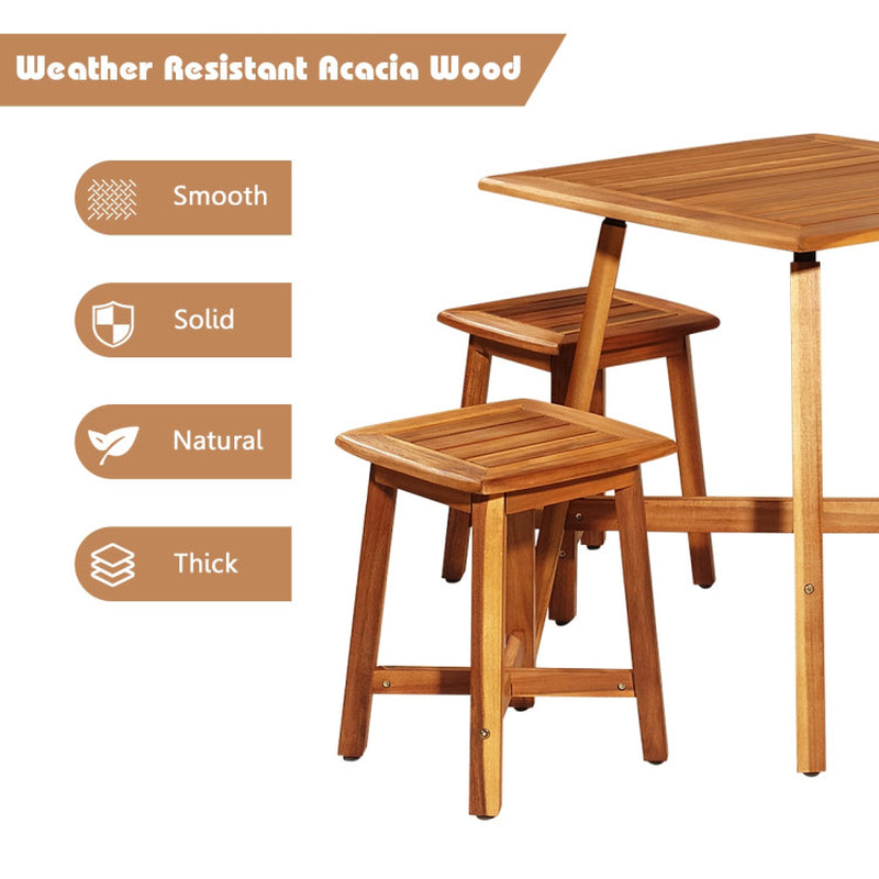 Acacia Wood Patio Dining Set 5 Piece With Square Table