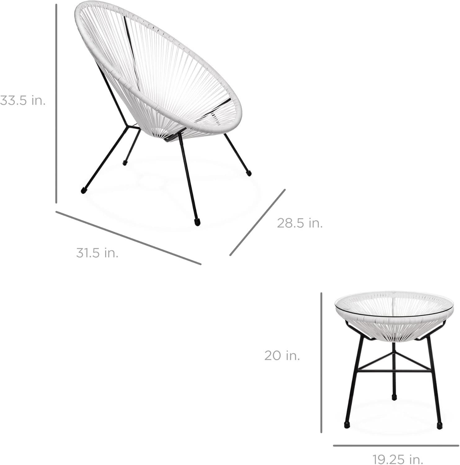 Acapulco White All-Weather Outdoor 3-Piece Patio Set