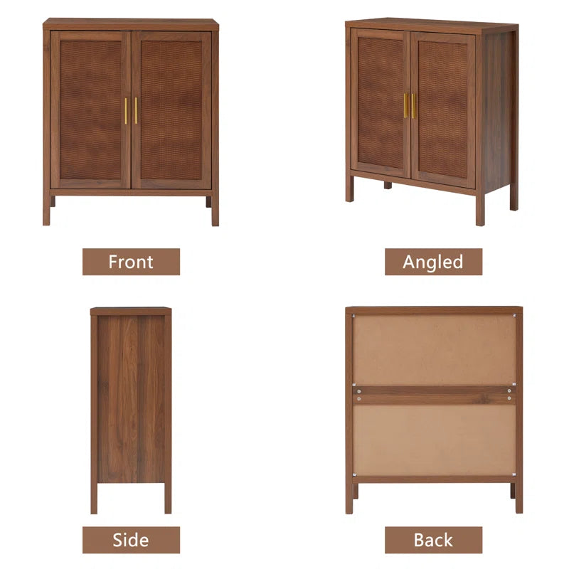 Accent Cabinet With Rattan Veneer And Woodgrain Finish