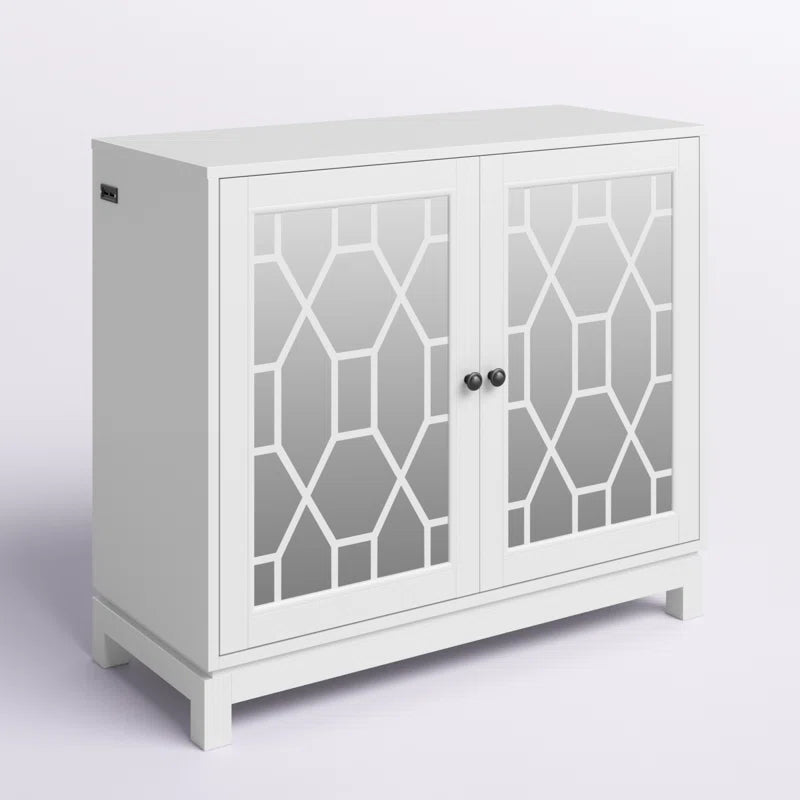 Accent Cabinet With USB Charging Ports And Mirrored Doors