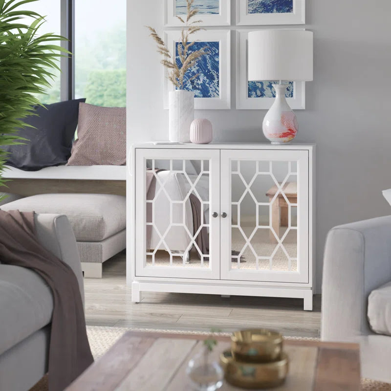 Accent Cabinet With USB Charging Ports And Mirrored Doors