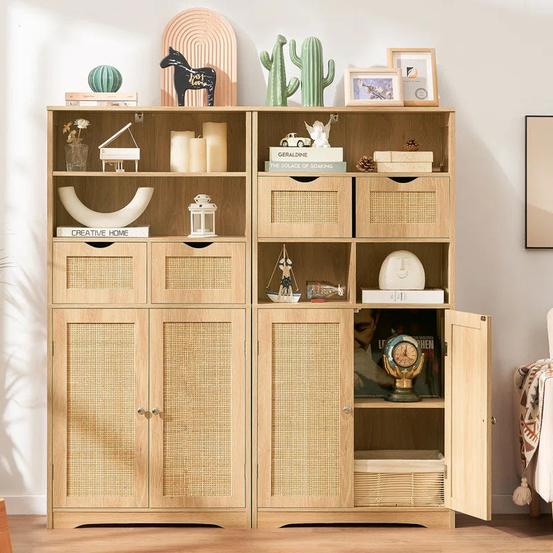 Accent Rattan Bathroom Storage Cabinet With Two Drawers 49 Inch