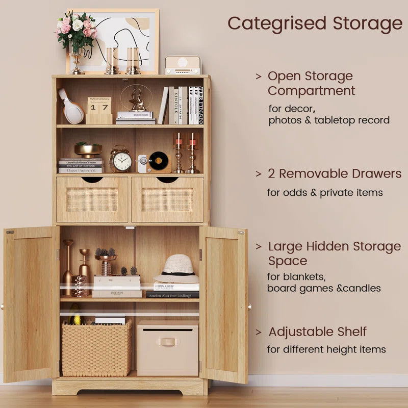 Accent Rattan Bathroom Storage Cabinet With Two Drawers 49 Inch