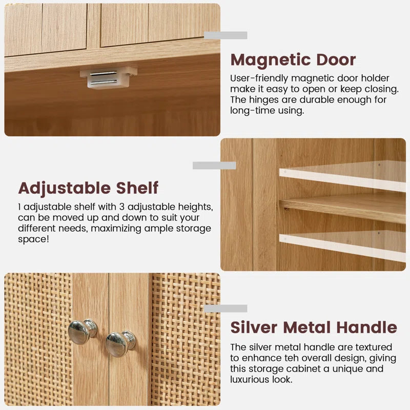 Accent Rattan Bathroom Storage Cabinet With Two Drawers 49 Inch