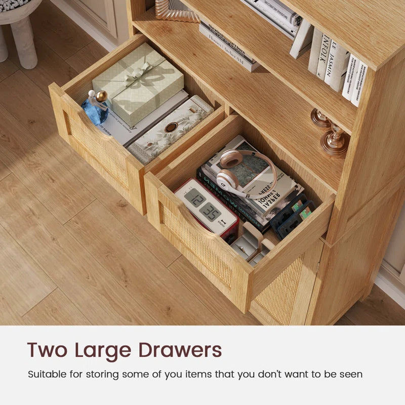 Accent Rattan Bathroom Storage Cabinet With Two Drawers 49 Inch