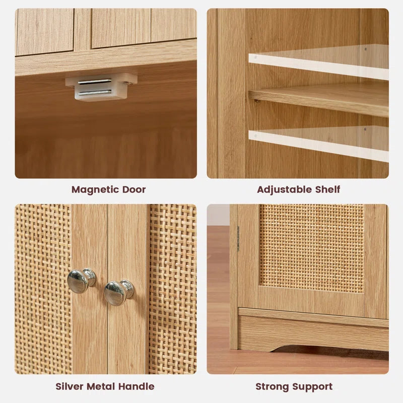 Accent Rattan Bathroom Storage Cabinet With Two Drawers 49 Inch