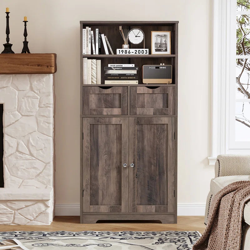 Accent Rattan Bathroom Storage Cabinet With Two Drawers 49 Inch