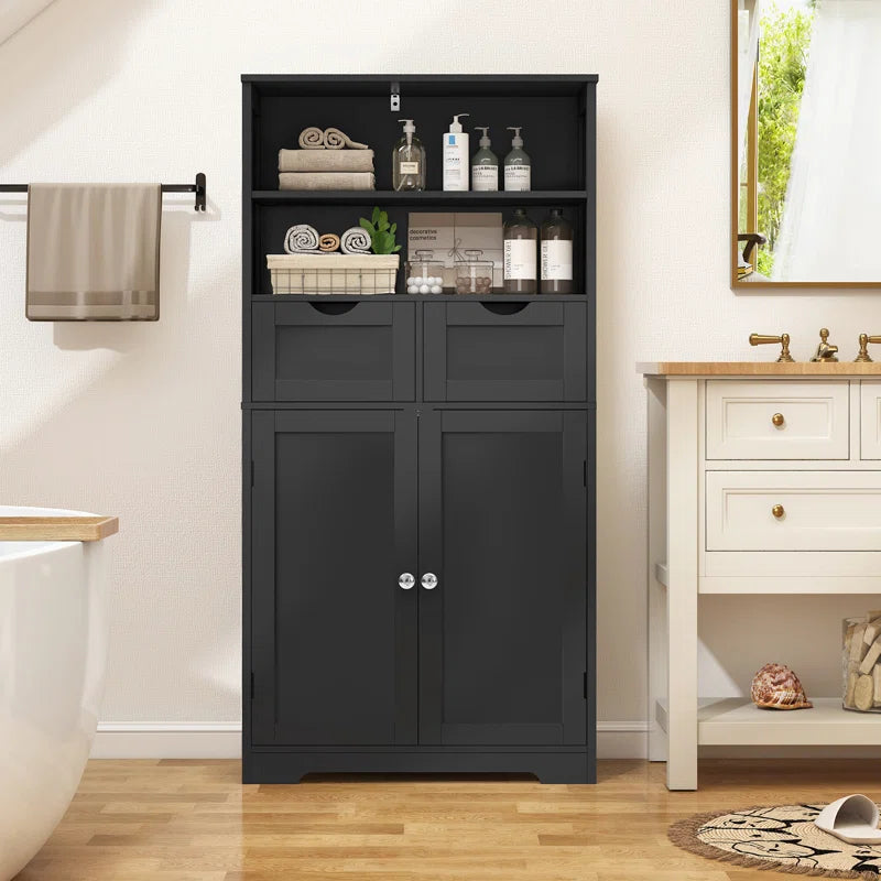 Accent Rattan Bathroom Storage Cabinet With Two Drawers 49 Inch