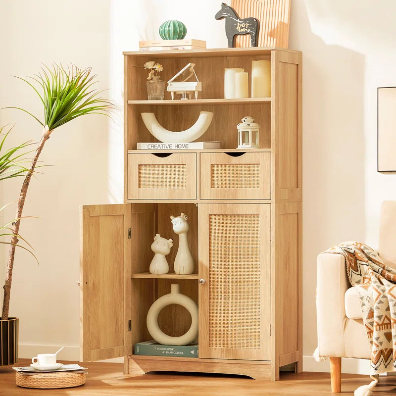 Accent Rattan Bathroom Storage Cabinet With Two Drawers 49 Inch
