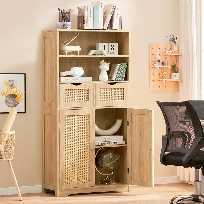 Accent Rattan Bathroom Storage Cabinet With Two Drawers 49 Inch