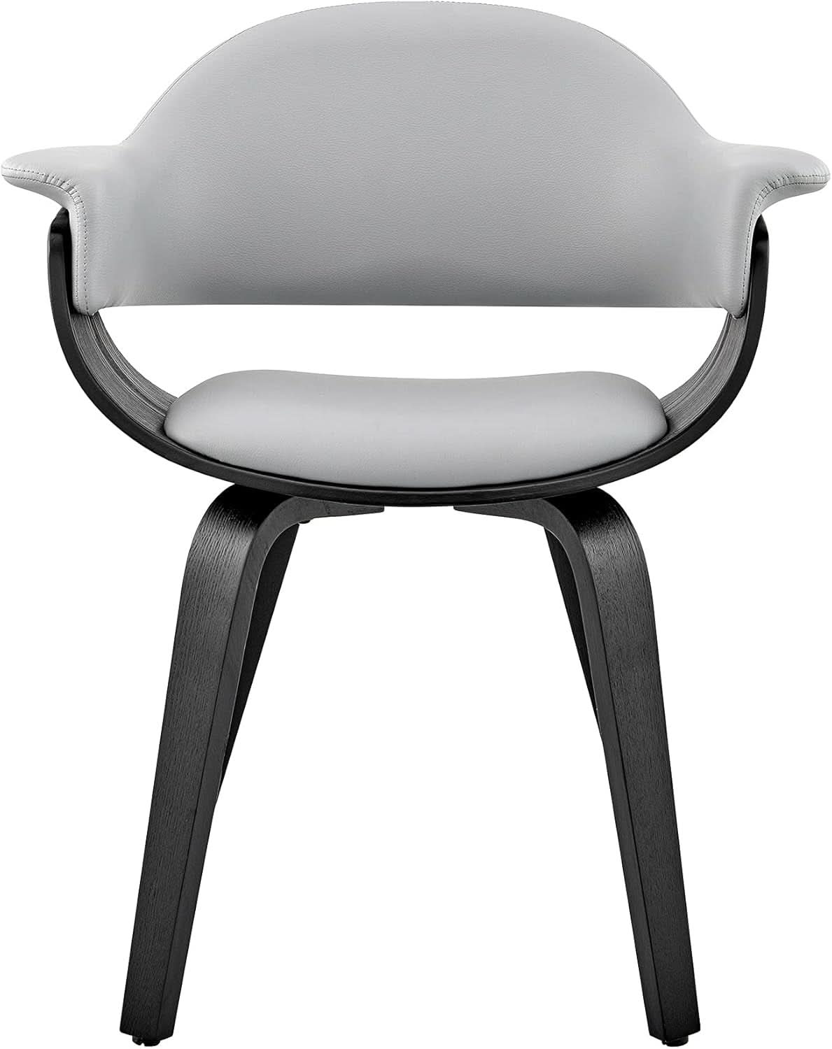 Adalyn Faux Leather Dining Room Accent Chair Gray Black Wood Base