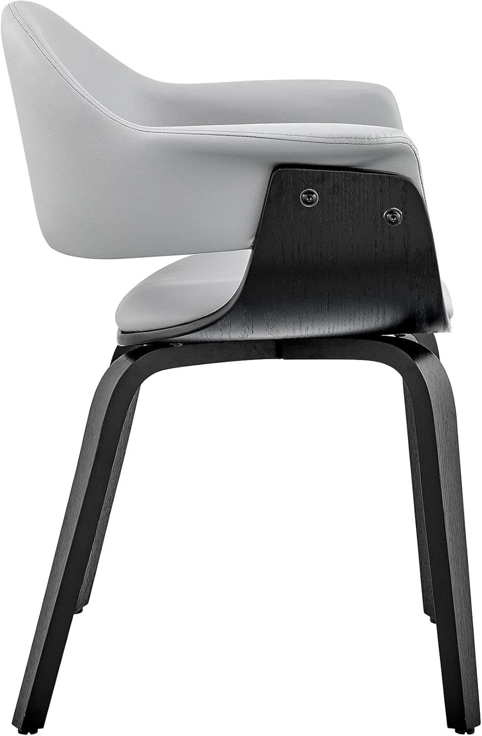 Adalyn Faux Leather Dining Room Accent Chair Gray Black Wood Base