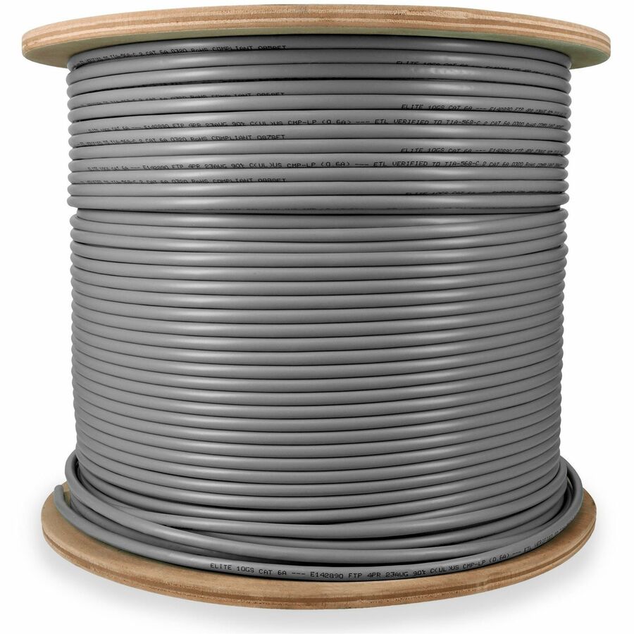 AddOn 1000ft Non-Terminated Gray Cat6A STP Plenum-Rated Copper Patch Cable