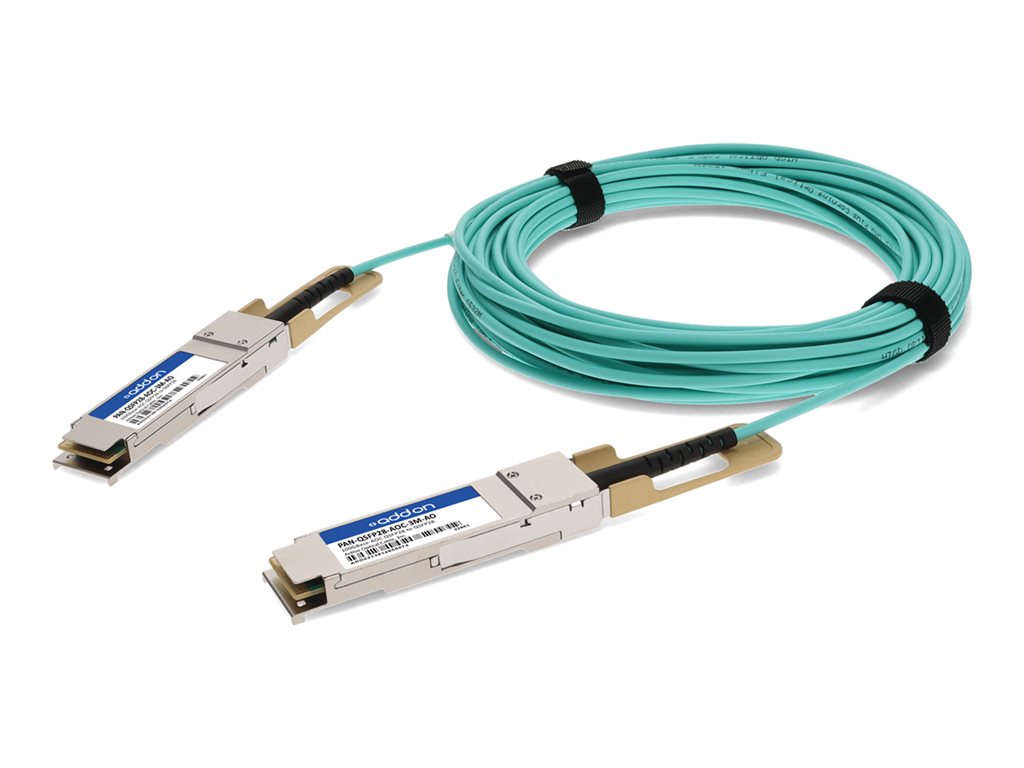 AddOn - 100GBase-AOC direct attach cable - TAA Compliant - QSFP28 to QSFP28 - 3 m - fiber optic - Active Optical Cable (AOC) PAN-QSFP28-AOC-3M-AO
