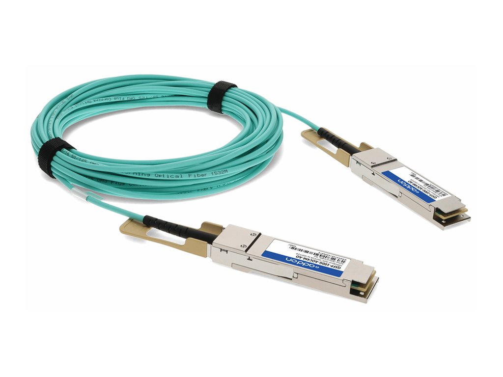 AddOn - 100GBase-AOC direct attach cable - TAA Compliant - QSFP28 to QSFP28 - 4 m - fiber optic - Active Optical Cable (AOC) QSFP-100G-AOC4M-AO