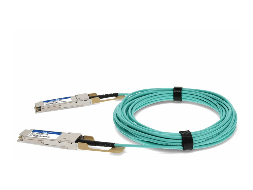 AddOn - 100GBase-AOC direct attach cable - TAA Compliant - QSFP28 to QSFP28 - 4 m - fiber optic - Active Optical Cable (AOC) QSFP-100G-AOC4M-AO