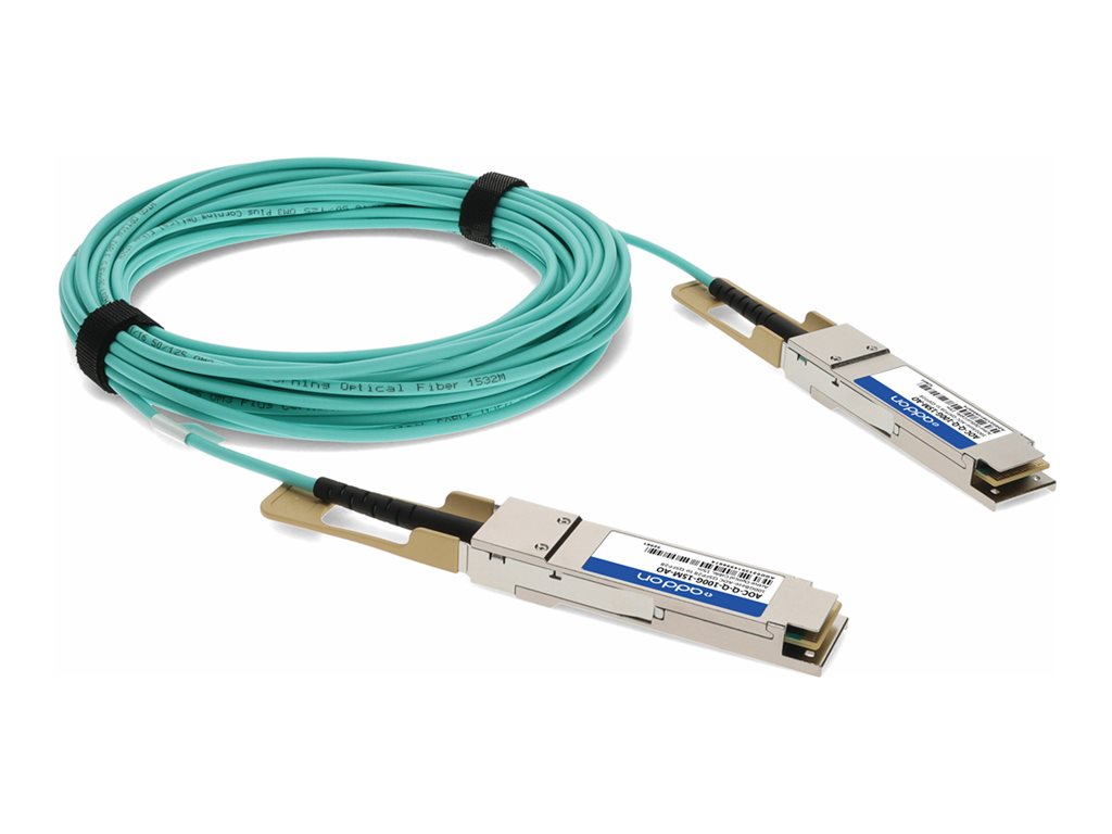 AddOn - 100GBase direct attach cable - TAA Compliant - QSFP28 to QSFP28 - 15 m - fiber optic - active AOC-Q-Q-100G-1-5M-AO