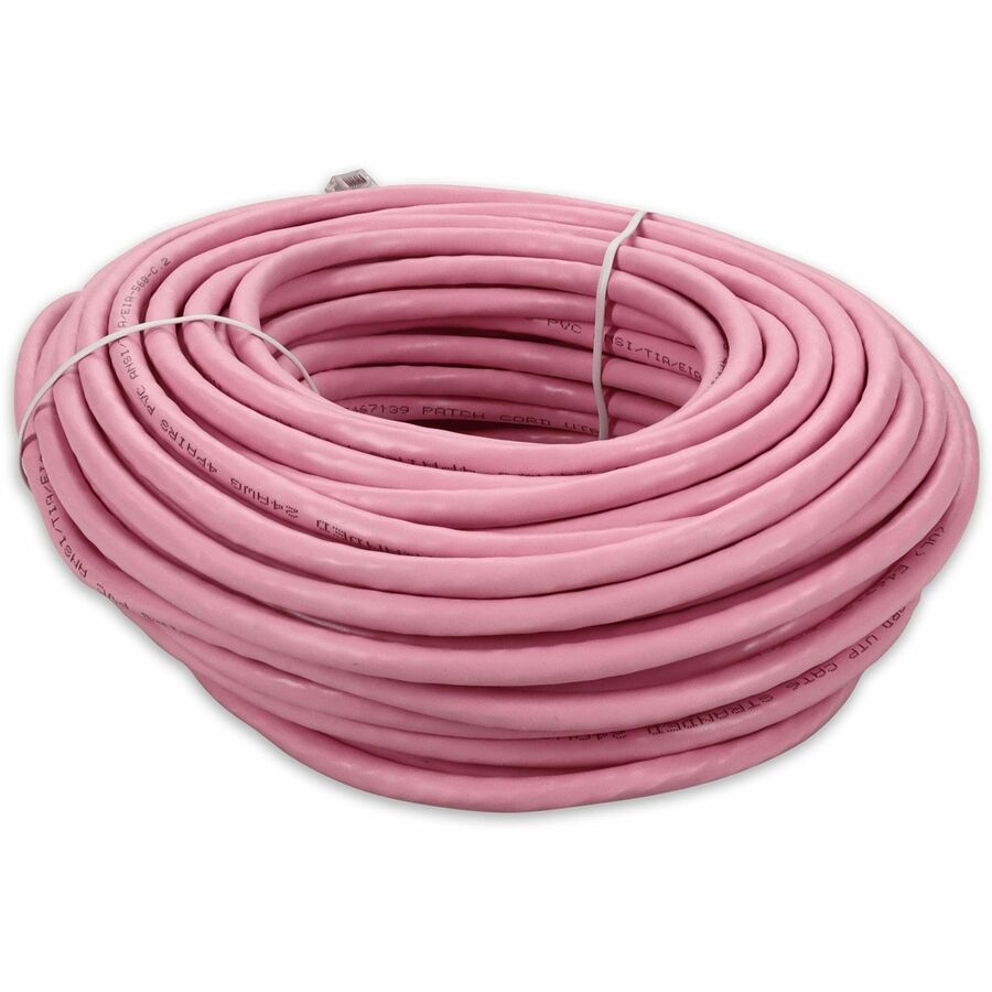 AddOn 100ft RJ-45 (Male) to RJ-45 (Male) Straight Pink Cat6 UTP PVC Copper Patch Cable