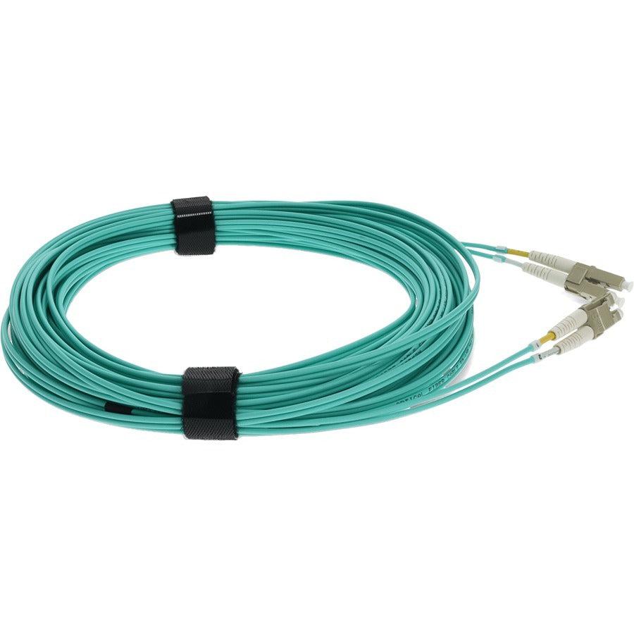 AddOn 11m LC (Male) to LC (Male) Aqua OM3 Duplex Fiber OFNR (Riser-Rated) Patch Cable