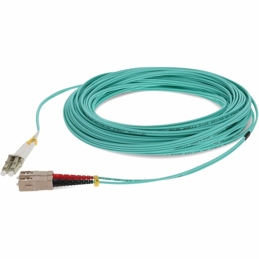 AddOn 12m LC (Male) to SC (Male) Aqua OM3 Duplex Fiber OFNR (Riser-Rated) Patch Cable ADD-SC-LC-12M5OM3