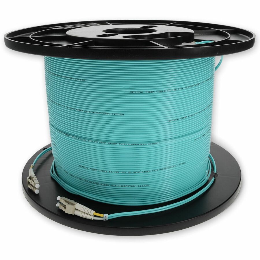 AddOn 150m LC (Male) to LC (Male) Aqua OM3 Duplex Fiber OFNR (Riser-Rated) Patch Cable ADD-LC-LC-150M5OM3