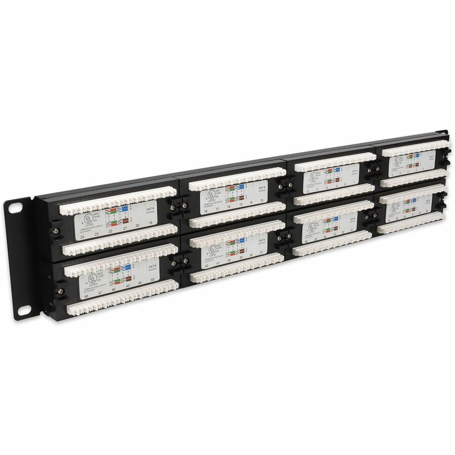 AddOn 19-inch Cat6 48-Port Straight Patch Panel with High Density 110-Type 2U ADD-PPST-48P110C6