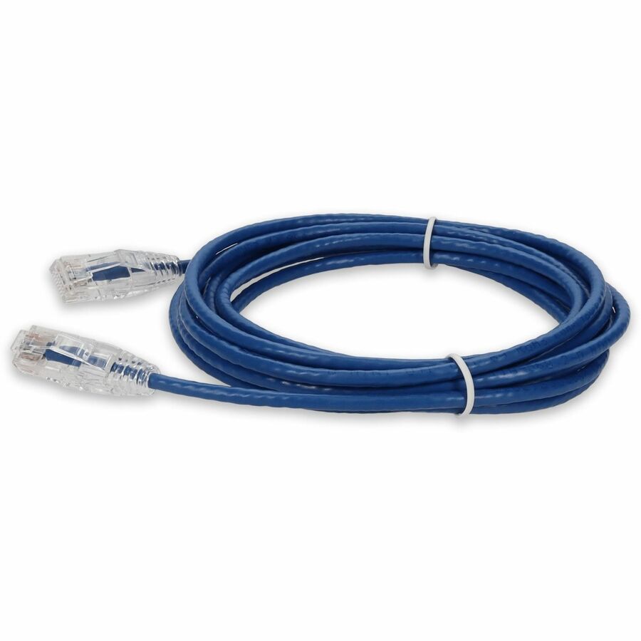 AddOn 1ft Blue CAT 6A Slim PVC Ethernet Cable Snagless Clear-Claw RJ-45 M/M ADD-1FSLCAT6A-BE