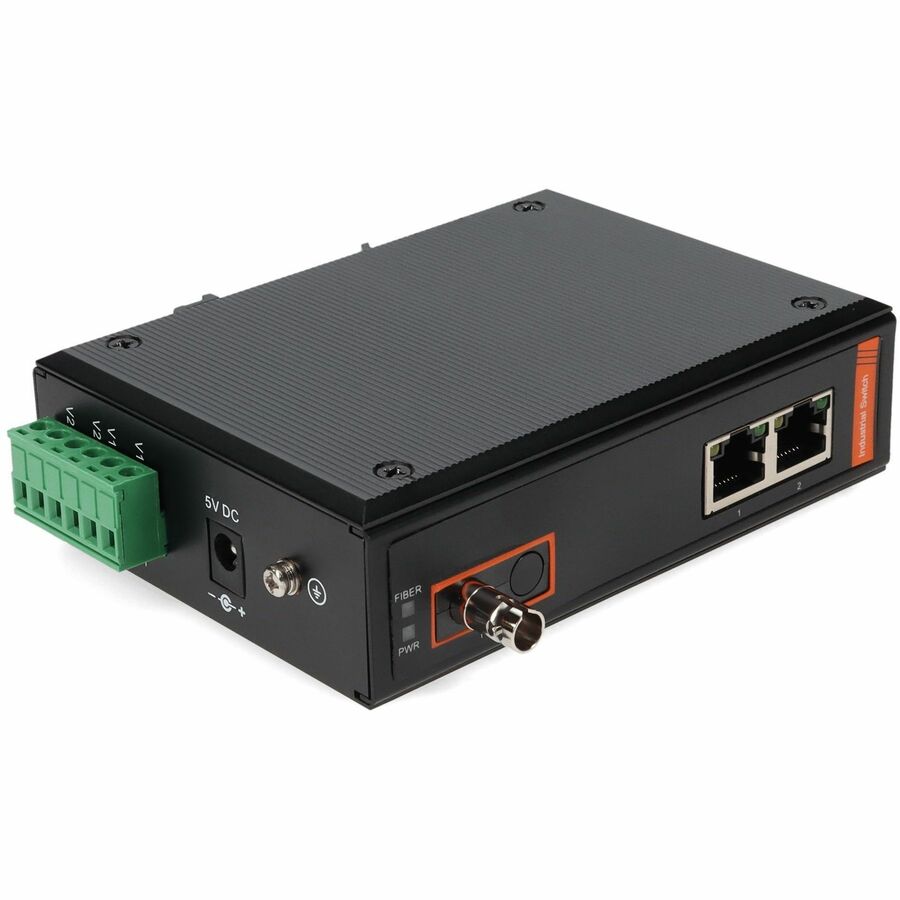 AddOn 2 10/100Base-TX(RJ-45) to 1 100Base-BXU(ST) SMF 1310nmTX/1550nmRX 20km Industrial Media Converter Switch ADD-IFMC-BXU-1ST2