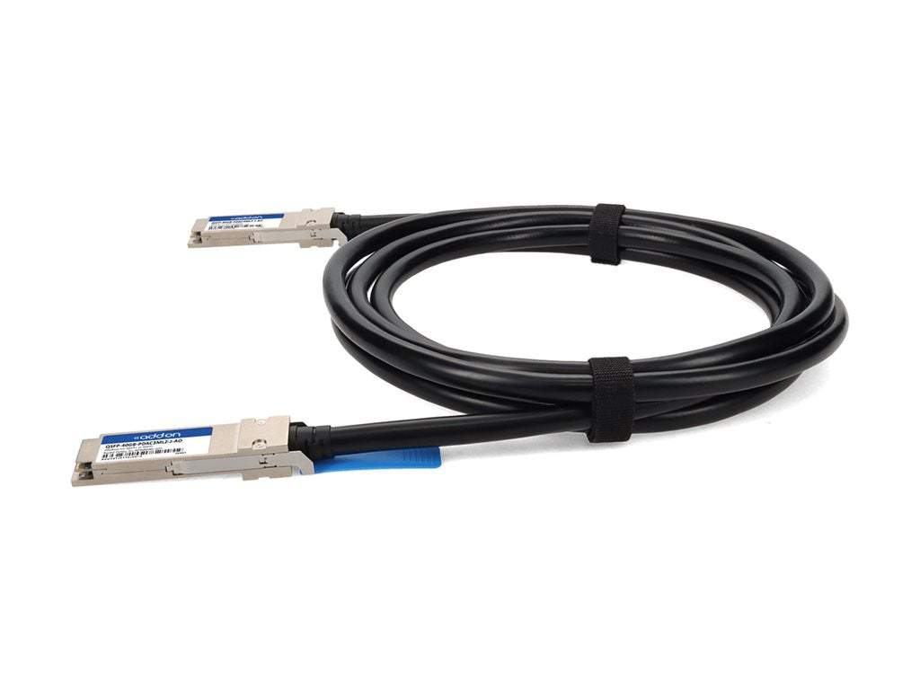 AddOn - 40GBase-CU direct attach cable - TAA Compliant - QSFP+ to QSFP+ - 10 ft - twinaxial - SFF-8661/IEEE 802.3bj - halogen-free, QSFP-40GB-PDAC3MLZ-J-AO