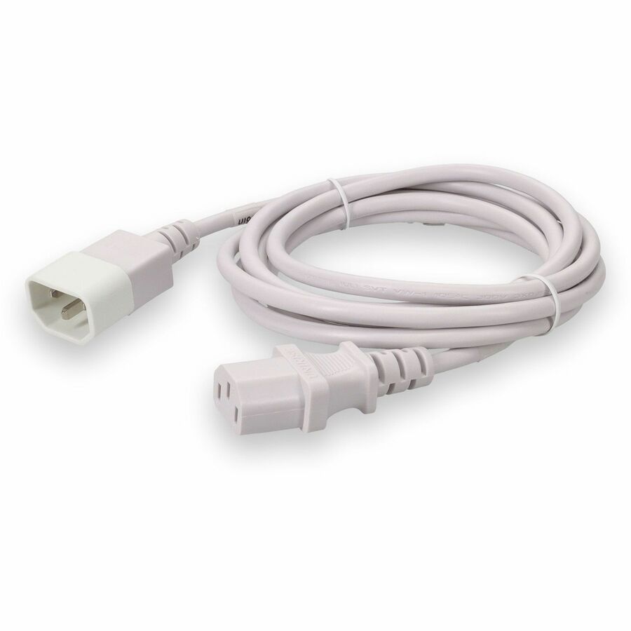 AddOn 8ft C13 Female to C14 Male 18AWG 100-250V at 10A White Power Cable ADD-C132C1418AWG8FTWE