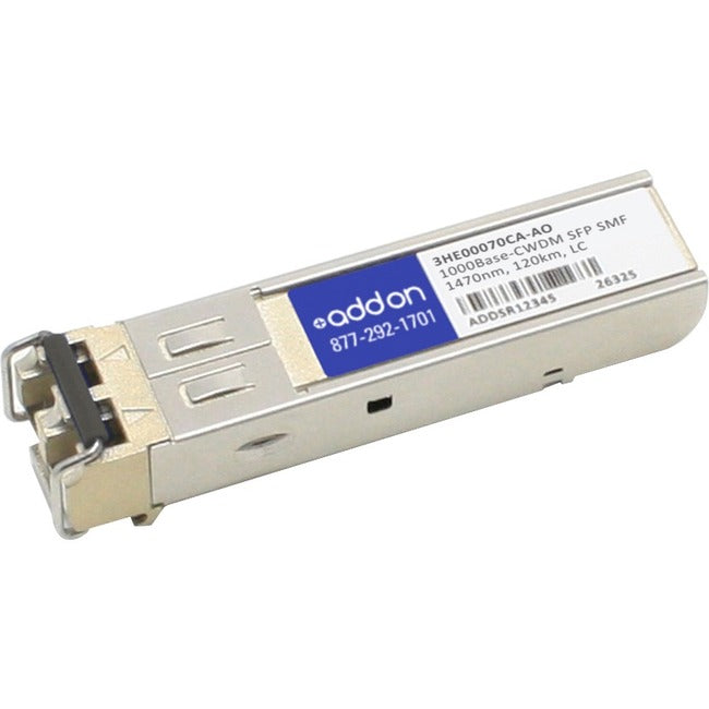 AddOn Alcatel-Lucent Nokia 3HE00070CA Compatible TAA Compliant 1000Base-CWDM SFP Transceiver (SMF, 1470nm, 120km, LC) 3HE00070CA-AO