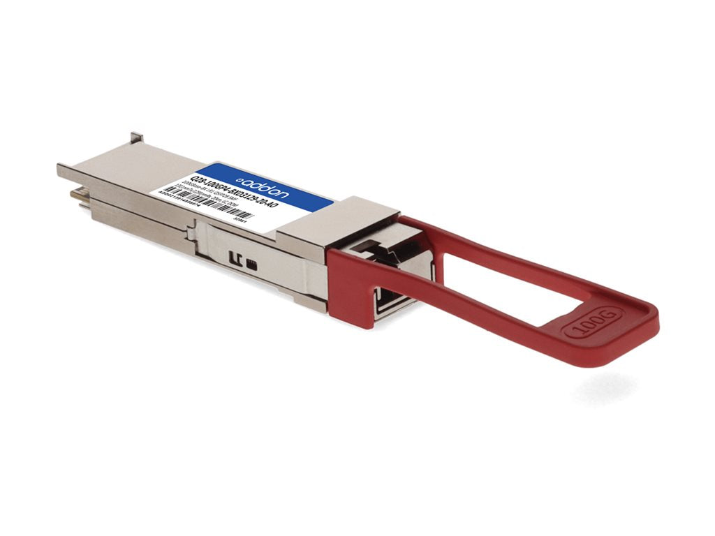 AddOn - QSFP28 transceiver module - 100GbE - 100GBase-BX - LC single-mode - up to 12.4 miles - 1331 (TX) / 1271 (RX) nm - TAA Q28-100GP4-BXD3129-20-AO