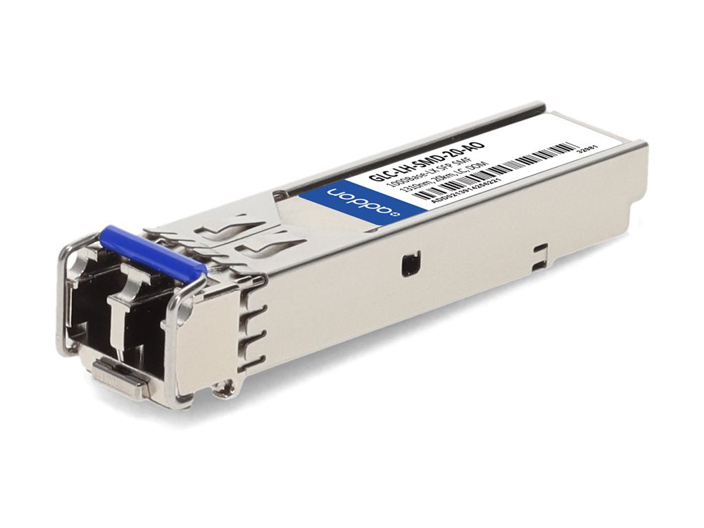 AddOn - SFP (mini-GBIC) transceiver module (equivalent to: Cisco GLC-LH-SM, Cisco GLC-LH-SM=) - 1GbE - 1000Base-LX - LC single-mode GLC-LH-SMD-20-AO