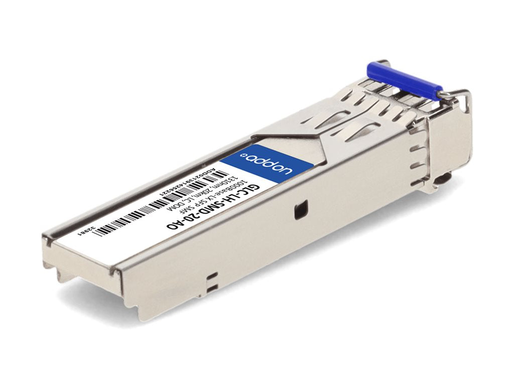 AddOn - SFP (mini-GBIC) transceiver module (equivalent to: Cisco GLC-LH-SM, Cisco GLC-LH-SM=) - 1GbE - 1000Base-LX - LC single-mode GLC-LH-SMD-20-AO