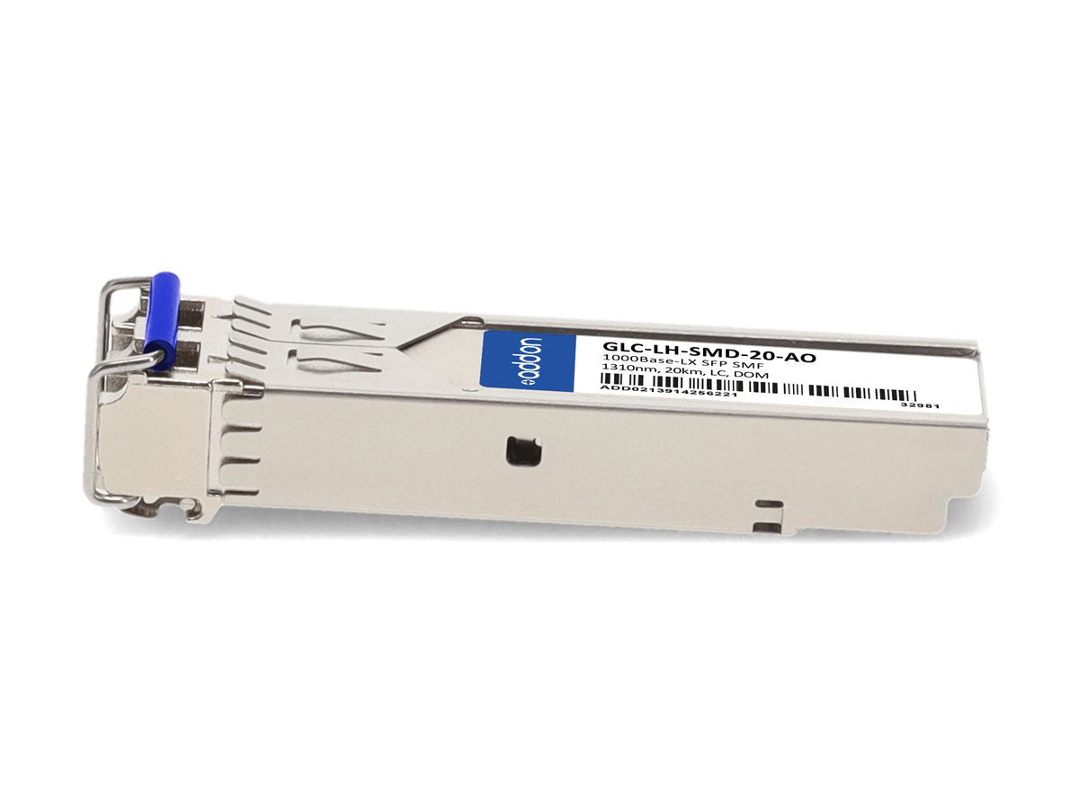 AddOn - SFP (mini-GBIC) transceiver module (equivalent to: Cisco GLC-LH-SM, Cisco GLC-LH-SM=) - 1GbE - 1000Base-LX - LC single-mode GLC-LH-SMD-20-AO