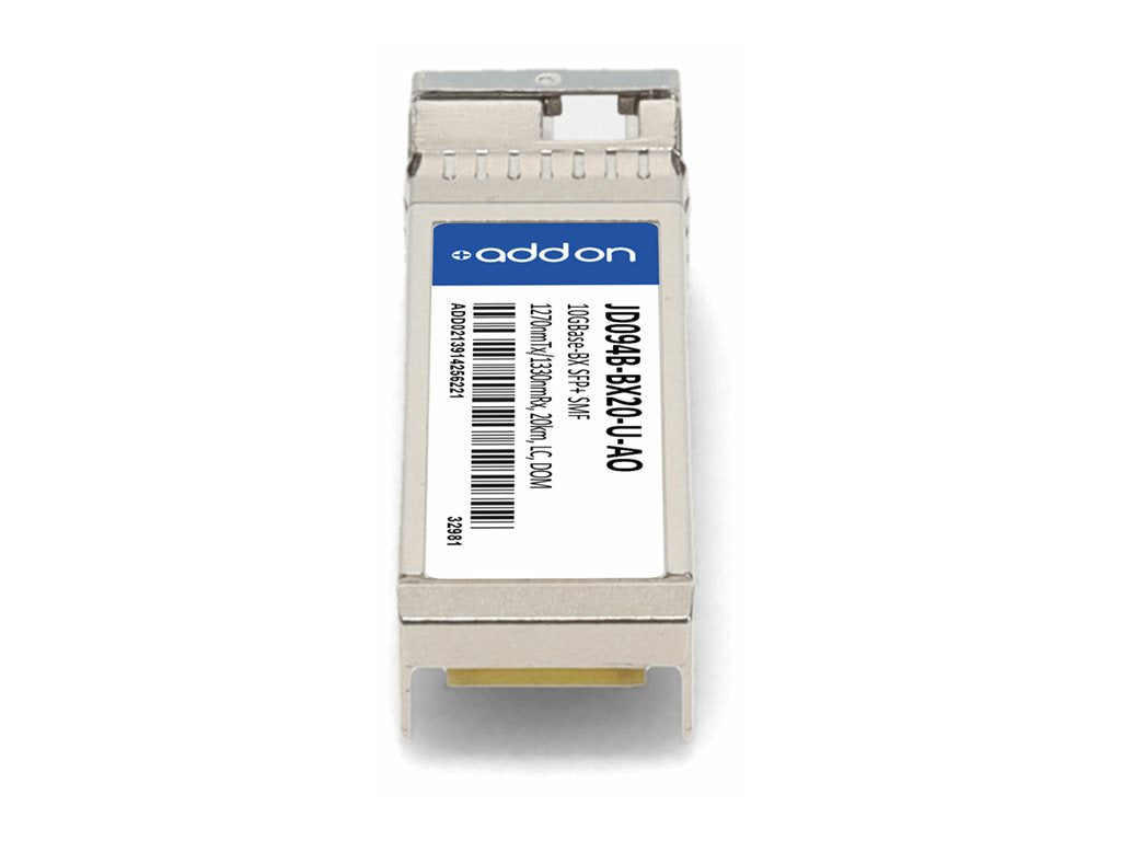 AddOn - SFP+ transceiver module - 10GbE - 10GBase-BX - LC single-mode - up to 12.4 miles - 1270 (TX) / 1330 (RX) nm - TAA Compliant JD094B-BX20-U-AO
