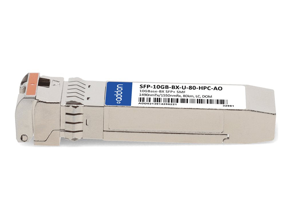 AddOn - SFP+ transceiver module - 10GbE - 10GBase-BX - LC single-mode - up to 49.7 miles - 1490 (TX) / 1550 (RX) nm - TAA Compliant SFP-10GB-BX-U-80-HPC-AO