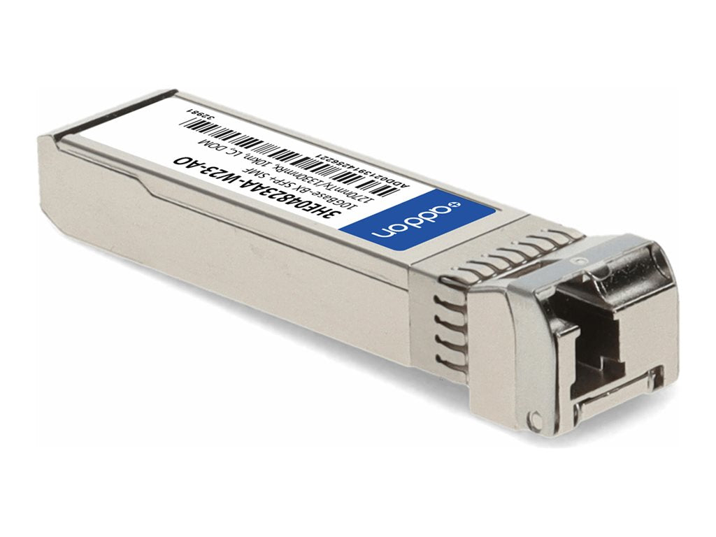 AddOn - SFP+ transceiver module - 10GbE - 10GBase-BX - LC single-mode - up to 6.2 miles - 1270 (TX) / 1330 (RX) nm - TAA Compliant 3HE04823AA-W23-AO